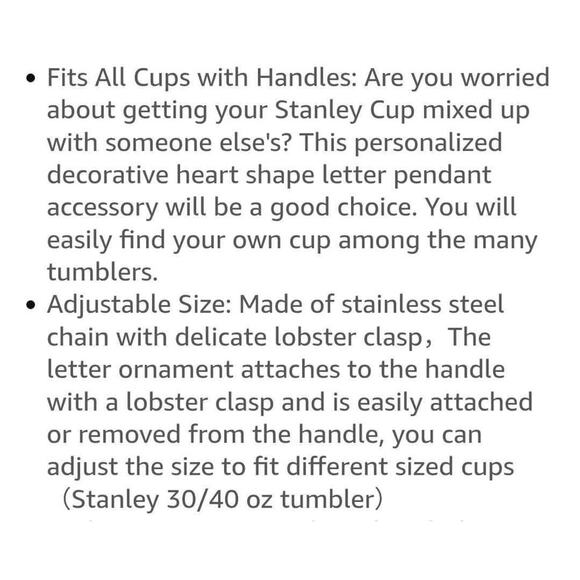 4-Piece Stanley/Mug Letter Charms, New in Wrapper - Picture 5 of 5